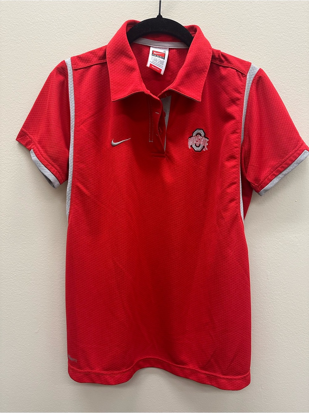 Nike Ohio State Women's 3-button polo shirt Size Small Scarlett and Grey